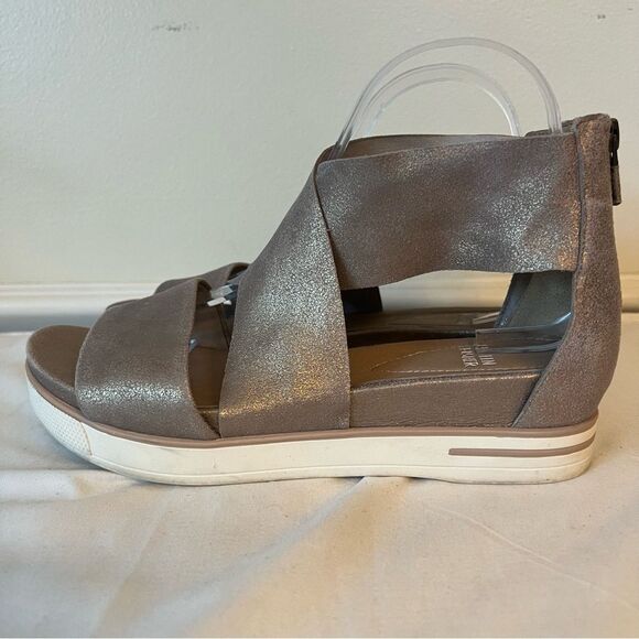 Eileen Fisher Women's Sport Platinum Frozen Metallic Suede Sandals Sz 8.5 - Picture 10 of 16